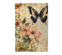 Cafemira Butterflies and plants on vintage paper,Wooden jigsaw Puzzles for Adults 1000 Pieces,Timeless Elegance,Relieve Stress and Enjoy the Fun of Solving Puzzles,Complete with family friends