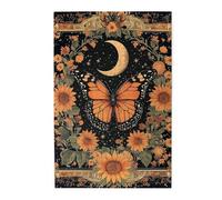 Cafemira chic jigsaw Puzzles for Adults 1000 Pieces,Central Butterfly Surrounded by Sunflowers and Stars,Exercise your hands on skills,pleasure both body and mind,Brainstorming for Stress Relief