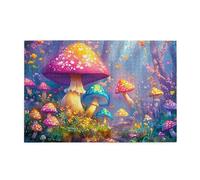Cafemira chic Wooden Jigsaw Puzzle 1000 pcs for Adults,Enchanted Mushroom Forests,Whimsical Fairyland,Hands on assembly of your home decor wall art,Challenging Brain Exercise,Stunning Artwork