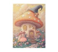 Cafemira chic Wooden jigsaw Puzzle 500 Pieces for Adults, Fairy-Tale Fungal Home,Playful Cartoon-Style Dwelling,Exercise your hands on skills,Stress relieving pleasure,Every Piece is Unique