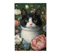Cafemira Classic Animals Jigsaw Puzzle 1000 Pcs,Vibrant Flower& Cat,Adults Wooden Puzzles,Exercise Hands On Skills And Thinking,Relax And Enjoy The Fun Of Solving,Gift For Cats Lovers