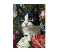 Cafemira Classic animals Jigsaw Puzzle 500 pcs,Adults Wooden puzzles,Exquisite flowers and cat,Every Piece is Unique,Exercise Hands on Skills and Thinking,Relax and Enjoy the Fun of Solving