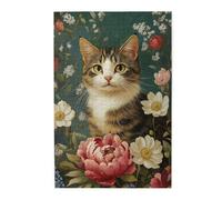 Cafemira Classic Animals Wooden Jigsaw Puzzle 1000 Pcs For Adults,Exquisite Flowers And Cat,Exercise Hands-On Ability And Thinking Patience,Suitable For Entertaining With Family During Holidays
