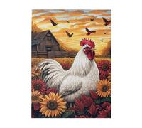 Cafemira Classics Wooden Jigsaw Puzzle 500 pcs,for Adults,Farm chicken&Sunflower Fields,Relax and Enjoy the Fun of Solving,Exercise your hands on skills,pleasure both body and mind