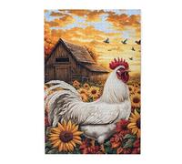 Cafemira Classics Wooden Jigsaw Puzzle for Adult,1000 pcs,Farm chicken&Sunflower Fields,Relieve Stress and Enjoy the Fun of Solving,Exercise your hands on skills,Complete with family friends