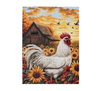 Cafemira Classics Wooden Jigsaw Puzzle for Adult,500 pcs,Farm chicken&Sunflower Fields,Relieve Stress and Enjoy the Fun of Solving,Exercise your hands on skills,Complete with family friends