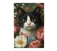 Cafemira Cute Cat &Bright Flowers,Wooden Animals Jigsaw Puzzle 1000 Pcs,Exercise Hands-On Ability And Thinking Patience,Suitable For Entertaining With Family During For Cats Lover