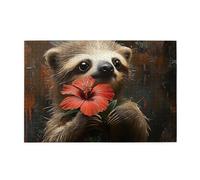Cafemira Cute Sloth Baby Holding A Red Flower,Adults Wooden Jigsaw Puzzle 1000 Pieces,Relieve Stress Enjoy The Fun Of Solving,Let Your Imagination Run Wild,Exercise Hands On Skills And Thinking