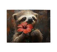 Cafemira Cute Sloth Baby Holding A Red Flower,Adults Wooden Jigsaw Puzzle 500 Pieces,Relieve Stress Enjoy The Fun Of Solving,Let Your Imagination Run Wild,Exercise Hands On Skills And Thinking