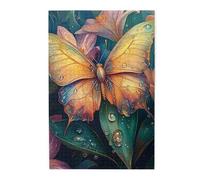 Cafemira Delicate Butterfly Adorned With Morning Dew,1000 Pieces Wooden Jigsaw Puzzle For Adults,Every Piece Is Unique,Relax And Enjoy The Fun Of Solving,Stunning Artwork,Gift For Insect Lovers