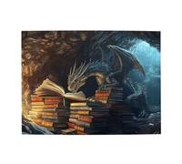 Cafemira Dragon Reading Ancient Scroll,Wooden Jigsaw Puzzle 500 Piece For Adults,Relax And Enjoy The Fun Of Solving Puzzles,Challenging Brain Exercise,Every Piece Is Unique,Gifts For Friends