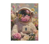 Cafemira Dreamlike Astronaut in Flower Field,jigsaw Puzzles 500 Pieces for Adults,Exercise Hands on Skills and Thinking,Relieve Stress and Enjoy the Fun of Solving,Complete with family friends