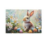 Cafemira Easter Eggs And Rabbits,Wooden Jigsaw Puzzles For Adults 1000 Pieces,Use Your Imagination To The Fullest,Hands On Assembly Of Your Home Decor Wall Art,Gift For Family Friends