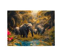 Cafemira Elephants In The Jungle,500 Pcs Adult Jigsaw Puzzle,Wildlife Themed Wooden Puzzles For Animal Lovers,Relieve Stress And Enjoy The Fun Of Solving Puzzles,Every Piece Is Unique,