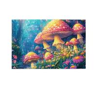 Cafemira Enchanted Mushroom Forests,1000 Pcs Wooden jigsaw Puzzles for Adults,Whimsical Fairyland,Use your imagination to the fullest,Relieve Stress and Enjoy the Fun of Solving,Vibrant Design