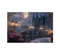 Cafemira Enchanted Night Castle Landscape,1000 Piece Wooden Jigsaw Puzzle,Creative Activity Hobbies for Adults,Relax &Enjoy the Fun 0f Solving,Exercise your hands on skills,challenge to yourself