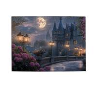 Cafemira Enchanted Night Castle Landscape,500 Piece Wooden Jigsaw Puzzle,Creative Activity Hobbies for Adults,Relax &Enjoy the Fun 0f Solving,Exercise your hands on skills,challenge to yourself