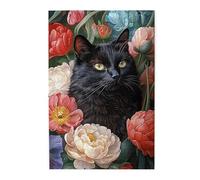 Cafemira Exquisite Flowers & Black Cat,Wooden Jigsaw Puzzle 1000 Pcs For Adults,Relieve Stress And Enjoy The Fun Of Solving,Exercise Your Hands On Skills,Exploratory Hobbies And Challenges