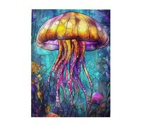 Cafemira Exquisite jigsaw Puzzle for Adults 500 Pcs,Chic Stained glass jellyfish,Wooden Puzzles,Relieve Stress and Enjoy the Fun of Solving,Every Piece is Unique,Exploratory hobbies &challenges
