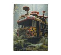 Cafemira Forgotten Railway with Fungi,Wooden Jigsaw Puzzle 500 pcs for Adults,Exercise Hands-on Ability and Thinking Patience,Relax and Enjoy the Fun of Solving Puzzles,Stunning Artwork