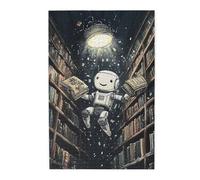 Cafemira fun Wooden Jigsaw Puzzle 1000 pcs for Adults,Robots in the Library,Wonderful imagination,Relieve Stress and Enjoy the Fun of Solving Puzzles,Complete with family friends,Stunning Artwork