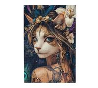 Cafemira Gothic Goddess Cat,1000 Pcs Wooden Jigsaw Puzzle,Creative Activity Hobbies For Adults,Exercise Hands On Skills And Thinking,For Entertaining With Family During Holidays