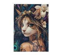 Cafemira Gothic Goddess Cat,500 Pcs Wooden Jigsaw Puzzle,Creative Activity Hobbies for Adults,Exercise Hands on Skills and Thinking,for entertaining with family during holidays