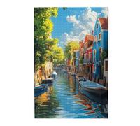 Cafemira Jigsaw Puzzle 1000 pcs,A vibrant and picturesque canal scene,Adults Wooden puzzles,Use your imagination to the fullest,Exploratory hobbies and challenges,Every Piece is Unique