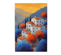Cafemira Jigsaw Puzzle 1000 Pcs,Adults Wooden Puzzles,Cozy Cluster Of Mountains Huts,Vibrant Autumn Valley Scene,Relieve Stress And Enjoy The Fun Of Solving,Exercise Your Hands On Skills