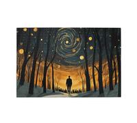 Cafemira Jigsaw Puzzle 1000 pcs,In a surreal forests of silence,the man walks alone,Adults Wooden puzzles,Use your imagination to the fullest,Every Piece is Unique,Complete with family and friends