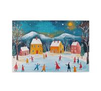 Cafemira Jigsaw Puzzle 1000 Piece,Outdoor Christmas Ice Skating,Adults Wooden puzzles,Exercise your hands on skills,Relieve Stress and Enjoy the Fun of Solving,Every Piece is Unique