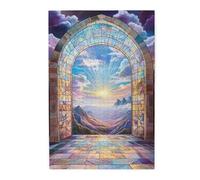 Cafemira Jigsaw Puzzle 1000 Piece,Stained Glass Window to Heavenly Beauty,Divine Light and Color,Adults Wooden puzzles,Every Piece is Unique,Relieve Stress &Enjoy the Fun of Solving