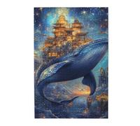 Cafemira Jigsaw Puzzle 1000 Piece,Whale Soaring Through Clouds with Oriental City on Its Back,Adult Wooden puzzles game,Relax and enjoy the fun of solving,Pieces Fit Together Perfectly