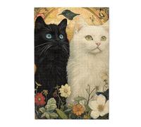 Cafemira Jigsaw Puzzle 1000 Piece,White Cat And Black Cat Together,Adults Wooden Puzzles,Exploratory Hobbies And Challenges,Exercise Hands On Skills And Thinking,Gift For Animal Lovers