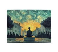 Cafemira Jigsaw Puzzle 500 pcs,A man sits alone on a stone bench in a surreal courtyard,Adults Wooden puzzles,Use your imagination to the fullest,Every Piece is Unique,Complete with family