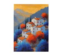 Cafemira Jigsaw Puzzle 500 pcs,Adults Wooden puzzles,Cozy Cluster of Mountains Huts,Vibrant Autumn Valley Scene,Relieve stress and enjoy the fun of solving,Exercise your hands on skills