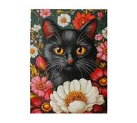 Cafemira Jigsaw Puzzle 500 pcs,Elegant cats and colorful flowers,Adults Wooden puzzles,Exercise Hands-on Ability and Thinking Patience,Relax and Enjoy the Fun of Solving,for Animal lovers