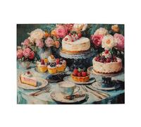 Cafemira Jigsaw Puzzle 500 pcs,Oil painting of a table full of cakes,Adult Wooden puzzles game,Relieve Stress and Enjoy the Fun of Solving,Use your imagination to the fullest,Brain Challenge