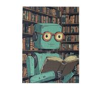 Cafemira Jigsaw Puzzle 500 pcs,Robot Reading in Library,Wonderful imagination,Adults Wooden puzzles,Relieve stress and enjoy the fun of solving,Exercise your hands on skills,Gifts for Friends