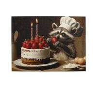 Cafemira Jigsaw Puzzle 500 Piece,A cute raccoon wearing a chef's hat,Adults Wooden puzzles,Exercise your hands on skills,Relieve Stress and Enjoy the Fun of Solving,gift for animal lovers