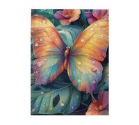 Cafemira Jigsaw Puzzle 500 Piece,Delicate Butterfly Adorned with Morning Dew,Adult Wooden puzzles game,Relax and enjoy the fun of solving,Exercise your hands on skills,gift for insect Lovers,
