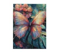 Cafemira Jigsaw Puzzle 500 Piece,Exquisite Butterfly with Dewdrops,Nature's Jeweled Masterpiece,Adult Wooden puzzles game,Relax and enjoy the fun of solving,gift for insect Lovers
