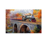 Cafemira jigsaw Puzzle for Adults 1000 Pcs,Steam Locomotive on Stone Arch Bridge,Wooden Puzzles,Relieve Stress and Enjoy the Fun of Solving,Ideal for Relaxation &Family Fun,Every Piece is Unique
