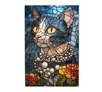 Cafemira Jigsaw Puzzle For Adults 1000 Pcs,Vibrant Colors Elegant Glass Cat,Wooden Puzzles,Relieve Stress And Enjoy The Fun Of Solving,Every Piece Is Unique,Exploratory Hobbies &Challenges