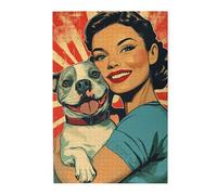 Cafemira Jigsaw Puzzle For Adults 1000 Pieces,Woman Holding A Pitbull Dog,Relieve Stress And Enjoy The Fun Of Solving,Exercise Your Hands On Skills,Brain Challenge,Complete With Family Friend