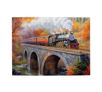 Cafemira jigsaw Puzzle for Adults 500 Pcs,Steam Locomotive on Stone Arch Bridge,Wooden Puzzles,Relieve Stress and Enjoy the Fun of Solving,Ideal for Relaxation &Family Fun,Every Piece is Unique