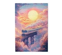 Cafemira Jigsaw Puzzle Wooden 1000 pcs,A train run above the sky,Adult puzzles game,Relieve Stress and Enjoy the Fun of Solving,Every Piece is Unique,Party events to bring people closer together