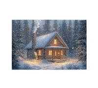 Cafemira Jigsaw Puzzle Wooden 1000 Pcs For Adult,Cozy Cabin In Snowy Landscape Winter Scene,Relax And Enjoy The Fun Of Solving,Exploratory Hobbies And Challenges,Stunning Artwork