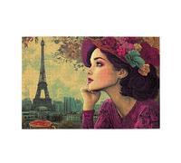 Cafemira Jigsaw Puzzle Wooden 1000 Pcs For Adult,Nostalgic Posters Of City Landmarks And Beautiful Women,Relax And Enjoy The Fun Of Solving,Hands On Assembly Of Your Home Decor Wall Art