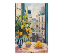 Cafemira Jigsaw Puzzle Wooden 1000 pcs,vibrant lemon tree,everyday romance scene,Adult puzzles game,Relieve Stress and Enjoy the Fun of Solving,Use your imagination to the fullest,